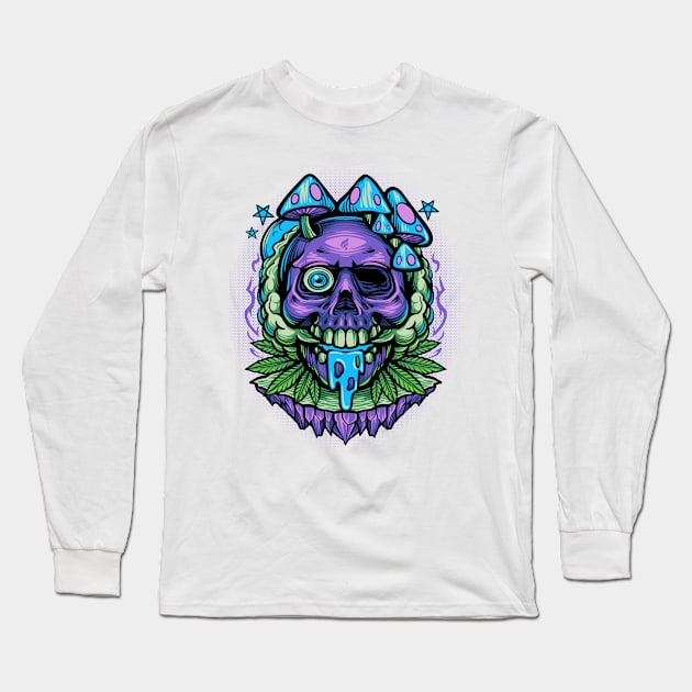 psychedelic skull Long Sleeve T-Shirt by Falden